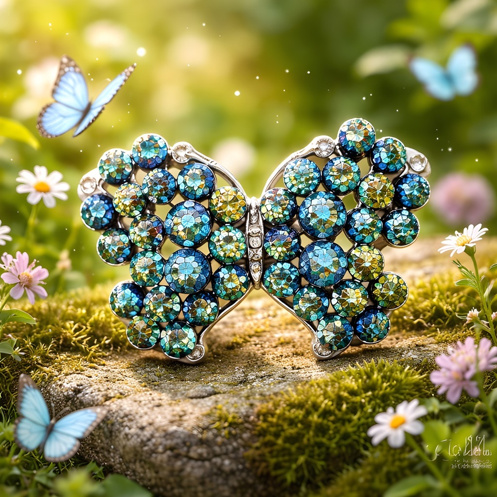 Vintage Peacock Rhinestone Butterfly Ring